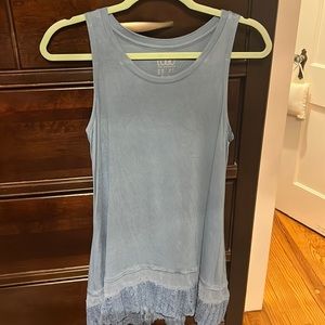 LOGO Layers. Beautiful lace trim tank. Super soft. Beautiful dusty blue color.